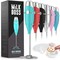 Zulay Milk Boss Mighty Milk Frother Handheld Whisk Mixer With 16-Piece Stencils Smooth Teal